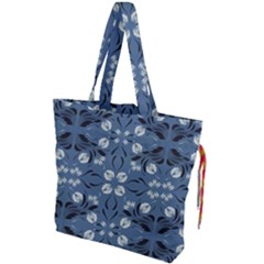 Folk Flowers Print Floral Pattern Ethnic Art Drawstring Tote Bag by Eskimos