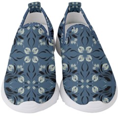 Folk Flowers Print Floral Pattern Ethnic Art Kids  Slip On Sneakers by Eskimos