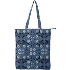 Folk Flowers Print Floral Pattern Ethnic Art Double Zip Up Tote Bag by Eskimos