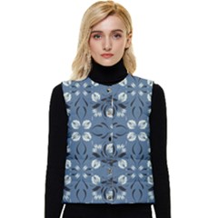 Folk Flowers Print Floral Pattern Ethnic Art Women s Short Button Up Puffer Vest by Eskimos