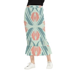 Folk Flowers Print Floral Pattern Ethnic Art Maxi Fishtail Chiffon Skirt