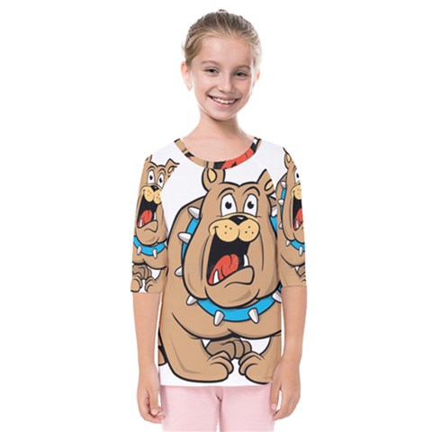 Bulldog-cartoon-illustration-11650862 Kids  Quarter Sleeve Raglan Tee by jellybeansanddinosaurs