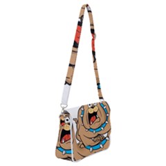 Bulldog-cartoon-illustration-11650862 Shoulder Bag With Back Zipper by jellybeansanddinosaurs