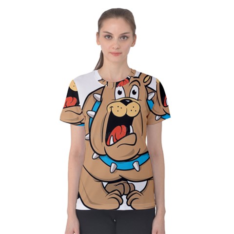 Bulldog-cartoon-illustration-11650862 Women s Cotton Tee by jellybeansanddinosaurs