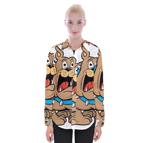 Bulldog-cartoon-illustration-11650862 Womens Long Sleeve Shirt by jellybeansanddinosaurs