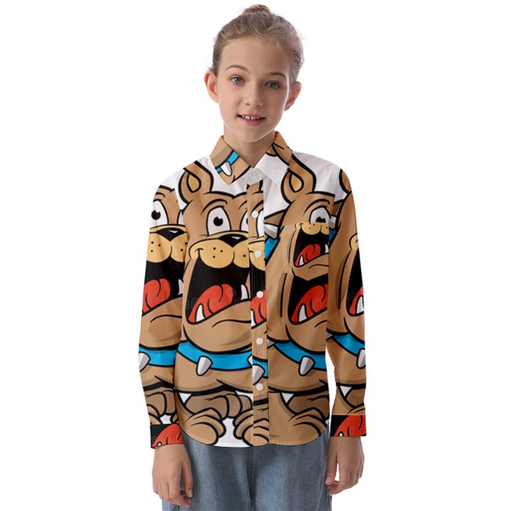 Bulldog-cartoon-illustration-11650862 Kids  Long Sleeve Shirt