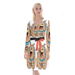 Bulldog-cartoon-illustration-11650862 Long Sleeve Velvet Front Wrap Dress