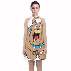 Bulldog-cartoon-illustration-11650862 Velvet Halter Neckline Dress 