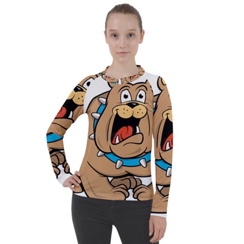 Bulldog-cartoon-illustration-11650862 Women s Pique Long Sleeve Tee by jellybeansanddinosaurs