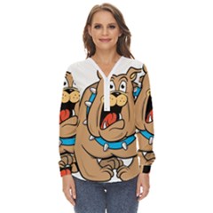 Bulldog-cartoon-illustration-11650862 Zip Up Long Sleeve Blouse