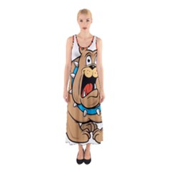 Bulldog-cartoon-illustration-11650862 Sleeveless Maxi Dress by jellybeansanddinosaurs