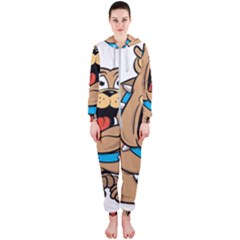 Bulldog-cartoon-illustration-11650862 Hooded Jumpsuit (ladies)