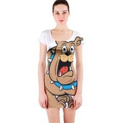 Bulldog-cartoon-illustration-11650862 Short Sleeve Bodycon Dress