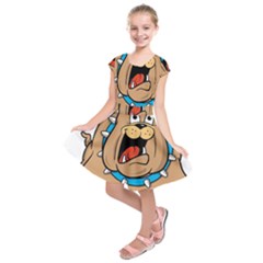 Bulldog-cartoon-illustration-11650862 Kids  Short Sleeve Dress by jellybeansanddinosaurs