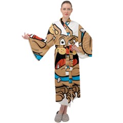 Bulldog-cartoon-illustration-11650862 Maxi Velour Kimono by jellybeansanddinosaurs