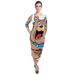 Bulldog-cartoon-illustration-11650862 Quarter Sleeve Midi Velour Bodycon Dress