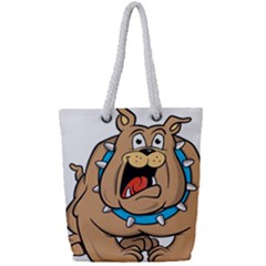 Bulldog-cartoon-illustration-11650862 Full Print Rope Handle Tote (small) by jellybeansanddinosaurs