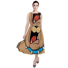 Bulldog-cartoon-illustration-11650862 Round Neck Boho Dress by jellybeansanddinosaurs