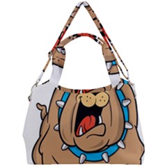 Bulldog-cartoon-illustration-11650862 Double Compartment Shoulder Bag by jellybeansanddinosaurs