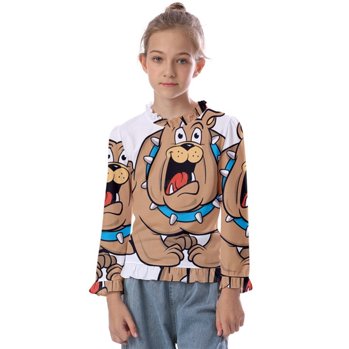 Bulldog-cartoon-illustration-11650862 Kids  Frill Detail Tee