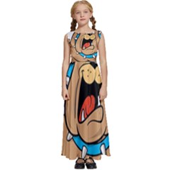 Bulldog-cartoon-illustration-11650862 Kids  Satin Sleeveless Maxi Dress by jellybeansanddinosaurs