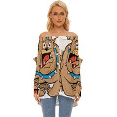 Bulldog-cartoon-illustration-11650862 Off Shoulder Chiffon Pocket Shirt