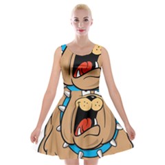 Bulldog-cartoon-illustration-11650862 Velvet Skater Dress by jellybeansanddinosaurs