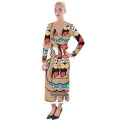 Bulldog-cartoon-illustration-11650862 Velvet Maxi Wrap Dress