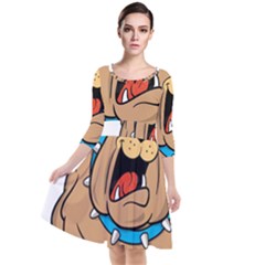 Bulldog-cartoon-illustration-11650862 Quarter Sleeve Waist Band Dress