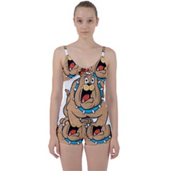 Bulldog-cartoon-illustration-11650862 Tie Front Two Piece Tankini by jellybeansanddinosaurs