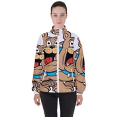 Bulldog-cartoon-illustration-11650862 Women s High Neck Windbreaker by jellybeansanddinosaurs