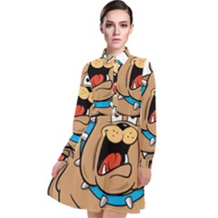 Bulldog-cartoon-illustration-11650862 Long Sleeve Chiffon Shirt Dress by jellybeansanddinosaurs