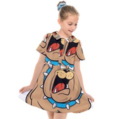 Bulldog-cartoon-illustration-11650862 Kids  Short Sleeve Shirt Dress by jellybeansanddinosaurs