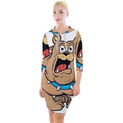 Bulldog-cartoon-illustration-11650862 Quarter Sleeve Hood Bodycon Dress