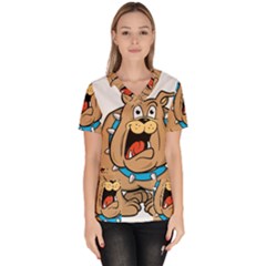 Bulldog-cartoon-illustration-11650862 Women s V-neck Scrub Top