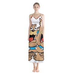 Bulldog-cartoon-illustration-11650862 Button Up Chiffon Maxi Dress by jellybeansanddinosaurs