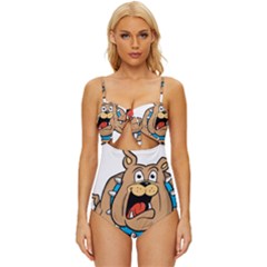 Bulldog-cartoon-illustration-11650862 Knot Front One-piece Swimsuit