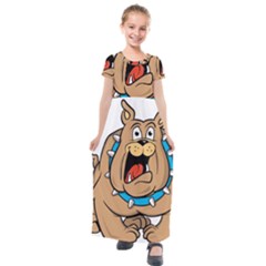 Bulldog-cartoon-illustration-11650862 Kids  Short Sleeve Maxi Dress by jellybeansanddinosaurs