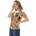 Bulldog-cartoon-illustration-11650862 Women s Short Sleeve Double Pocket Shirt View3