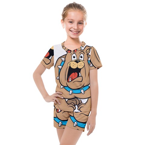 Bulldog-cartoon-illustration-11650862 Kids  Mesh Tee And Shorts Set by jellybeansanddinosaurs