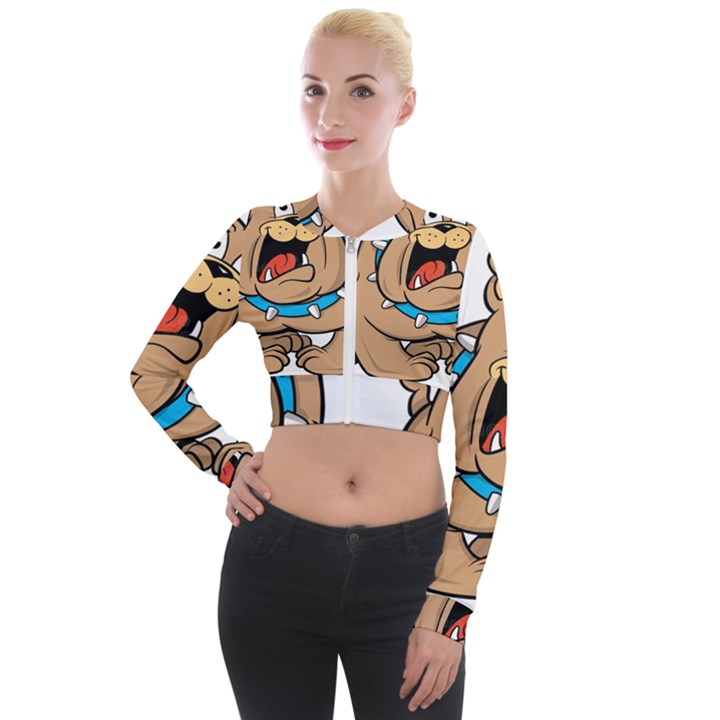 Bulldog-cartoon-illustration-11650862 Long Sleeve Cropped Velvet Jacket