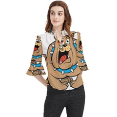 Bulldog-cartoon-illustration-11650862 Loose Horn Sleeve Chiffon Blouse