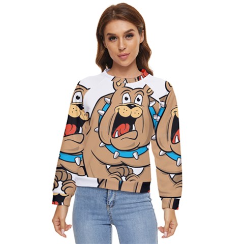 Bulldog-cartoon-illustration-11650862 Women s Long Sleeve Raglan Tee by jellybeansanddinosaurs