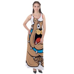 Bulldog-cartoon-illustration-11650862 Sleeveless Velour Maxi Dress by jellybeansanddinosaurs