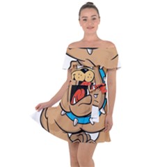 Bulldog-cartoon-illustration-11650862 Off Shoulder Velour Dress by jellybeansanddinosaurs