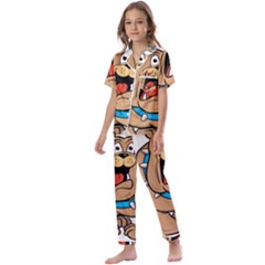 Bulldog-cartoon-illustration-11650862 Kids  Satin Short Sleeve Pajamas Set