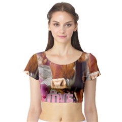 Picsart 22-03-21 13-33-20-883 Short Sleeve Crop Top by jellybeansanddinosaurs