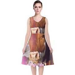 Picsart 22-03-21 13-33-20-883 V-neck Midi Sleeveless Dress  by jellybeansanddinosaurs