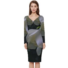 The Peace Long Sleeve V-neck Bodycon Dress  by intuitionapparel