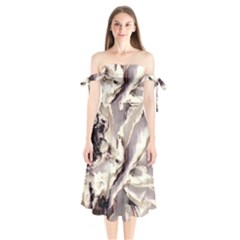 Abstract Wannabe Two Shoulder Tie Bardot Midi Dress by MRNStudios